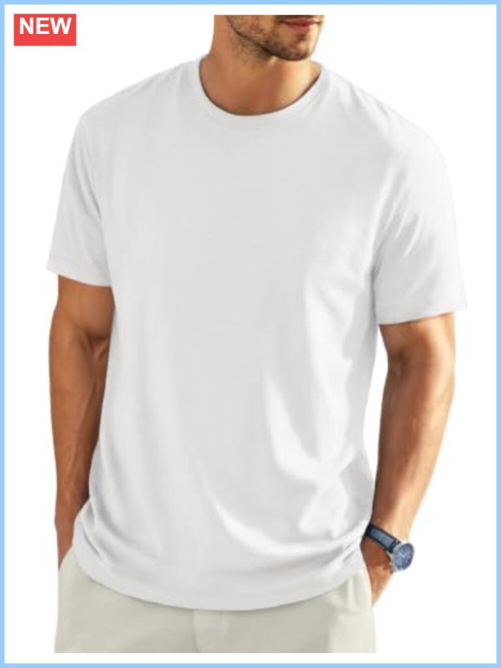 Men's Short Sleeve Cotton Crew Neck Basic Tee